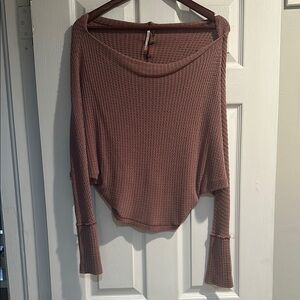 Free People XS Dusty Rose Pink Off-the-Shoulder Knit Sweater